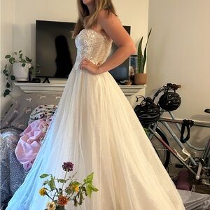 Abella E105 Allure Bridals Strapless Ivory Wedding Dress